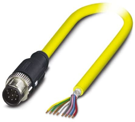 PHOENIX CONTACT SAC-8P-M12MS/10.0-542 SH BK - Cavo a 8 poli, schermato, lunghezza cavo 10 m, 22.220 g, colore: Giallo
