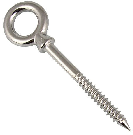 BOOTSTEILE BRAUER 5 Stück Augbolzen mit Holzgewinde 6 x 60 mm - Edelstahl A4 Ringschraube