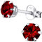 EYS JEWELRY Damen Ohrstecker 925 Sterling Silber – 5 mm runde Zirkonia Kristalle in hellem Siamrot – Klassische Silber Ohrringe für Frauen