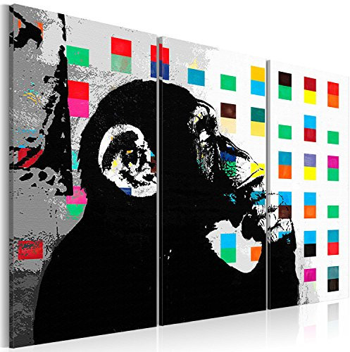 B&D XXL Acrylglasbild Banksy 60x40 cm 3 Teilig Wandbild auf Acryl Glasbilder Kunstdruck Moderne Acrylglas Platte Wanddekoration Geschenke Heimdekoration Glasbild Street Art Affe Grafitti bunt