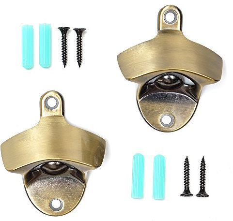 DIYI Retro Wall Mounted Bottle Opener Zinc Alloy with Free Stainless Steel Mounting Screws - Green Bronze