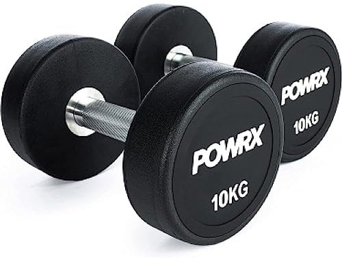 POWRX Professionell Rundhantel 2er Set | Gummi Kurzhantel Beschichtung GERUCHSNEUTRAL 5-30kg | Verchromt und gerändelt | Studioqualität (5)