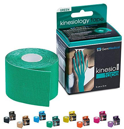 GemMedical Kinesiologie tape Green Rolle 5cm x 5m | Kinesiotapes | Wasserfestes & elastisches | Hautfreundliche Sport Tapes | Profi Physio Tape | Muskelunterstützung | Baumwolle | Grün