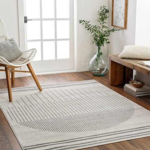 Surya Nairobi Teppich Wohnzimmer Boho, großer Teppich Schlafzimmer 200x274 cm - Teppich für Esszimmer mit geometrischem Muster, Skandinavischer Wohnzimmerteppich modern in Creme und Grau