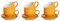 Argon Tableware Yellow Cappuccino Cups with Saucers - Set of 6-250ml Dishwasher Safe Gloss Stoneware Cappuccino Cups and Saucer Set Coffee Mugs with Handle and Grooved Plate
