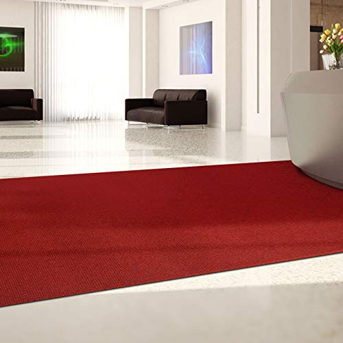 KARAT Schmutzfangmatte Hongkong auf Maß - Meterware - 10mm hohe, robuste Eingangsmatte - strapazierfähige Sauberlaufmatte (Rot, 100 cm x 300 cm)