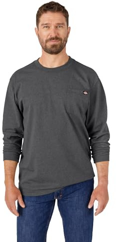 Dickies Men's Long Sleeve Heavyweight Crew Neck Big and Tall Work Utility T-Shirt, Khaki, 30W x 32L