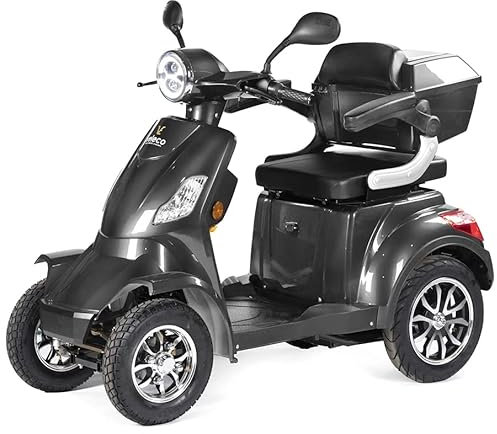 VELECO Faster LIT-ION - 4 Wheeled Mobility Device - Fully Assembled and Ready to use - Removeable Lithium-Ion Battery - Safe and Stable - Alarm - Spacious Storage & Cupholder(Gray)