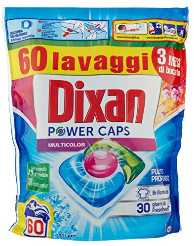 Dixan PowerCaps Mehrfarbig, Waschmittel für Waschmaschine, ideal für Buntwäsche, 60 Wäschen – 900 g