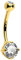 OUFER Body Piercing Belly Bar 14G 9K Belly Button Bar Clear CZ Navel Bar Navel Piercing Ring Schmuck Belly Ring Piercing, Zirkonia, Zirkonia