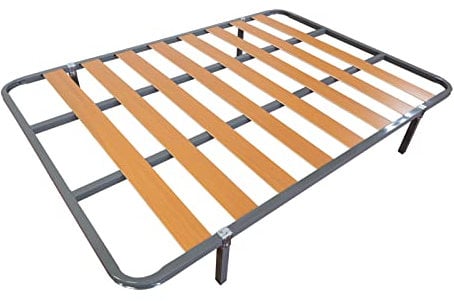 MUEBLIX.COM | Somier Eco para Cama 135x 190 cm | Somier con 4 Patas | Láminas Madera de Chopo de 9 cm y Estructura de Tubos de Acero | Útil para Camas Nido o Camas Individuales