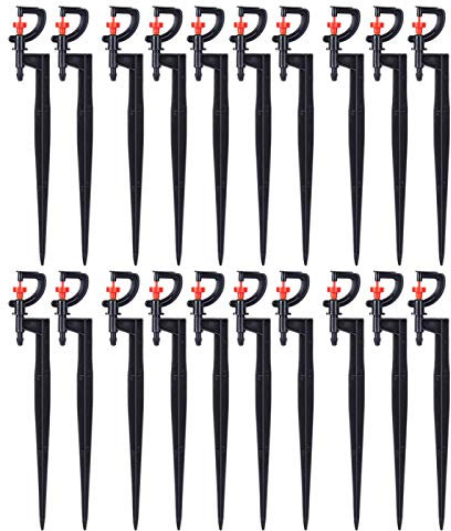 OUKENS Aspersor de riego, 20 Piezas, Micro aspersor Giratorio de 360 Grados de Tipo G, aspersor de césped para riego de césped de Invernadero de jardín con Manguera de riego 4/7