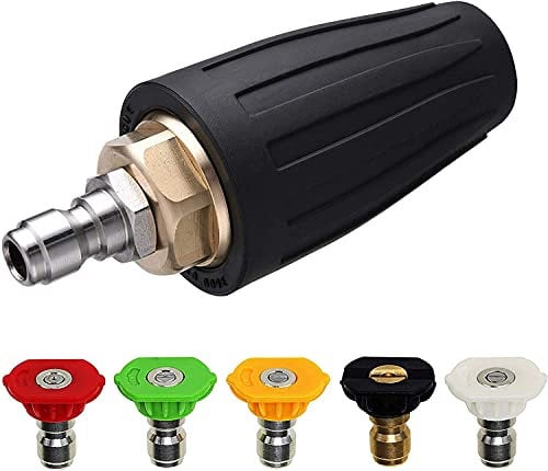 VergilSon Ugello turbo rotante per idropulitrice con 5 punte di spruzzo, 1,8 GPM 4000 PSI 035 orifizio 1/4 '' Quick Connect Cleaner Gun Spray Set di accessori