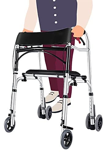 Rollator Gehhilfen Senioren Rollatoren Für Senioren Leicht, Aufrecht Klappbare Mobilitätshilfen/Sitzen, Um Rollator Zu Stehen Mit Sitzbremse Und Rädern, Unterstützt Bis Zu 180kg