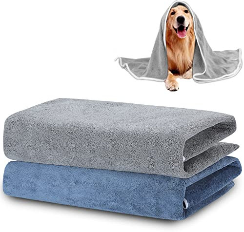 TAIYUNWEI Serviettes Pour Animaux de Compagnie, 2 PIÈCES Serviette à Séchage Rapide Pour Chien, Serviette de Bain en Microfibre à Séchage Rapide Pour Chiens Chats Autres Animaux de Compagnie