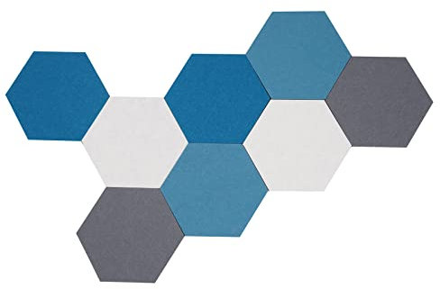 Afumazi 8Pcs (Large) Felt Cork Board Tiles Hexagon Wall Colored Bulletin Board, Adhesive Felt Pin Memo Board for Home School Office (Set D Large)