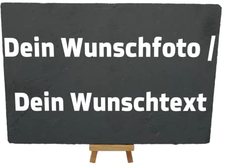 DER WERBEMARKT Personalisierte Schieferplatte mit Foto - Schiefertafel personalisiert - Individueller Fotodruck - Dein Foto auf einer Schieferplatte - Schiefertafel mit Staffelei - Zum Aufstellen