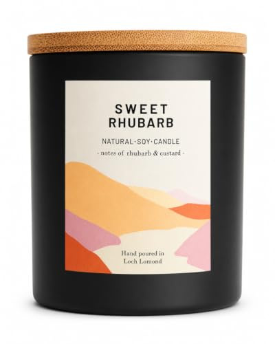 Ocoee House | Luxury Scented Soy Wax Candles. Hand Poured in Loch Lomond, Scotland. Organic & Vegan (+8 Scent Options, x2 Sizes) Sweet Rhubarb, Single Wick - 450g