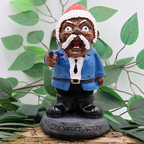 Military Garden Gnomes, Say What Again! Funny War Gnome, Funny Army Gnomes, Resin Soldier Statue, Black Man Gnome, Dwarf Gangster Statue, Novelty Statue for Indoor Outdoor Lawn Yard Decorations
