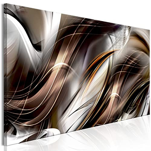 murando - Wandbilder XXL Abstrakt 150x50 cm Vlies Leinwandbild 1 tlg Kunstdruck modern Wandbilder XXL Wanddekoration Leinwand Wohnzimmer Design Wandbild Welle schwarz braun silber a-A-10258-b-a