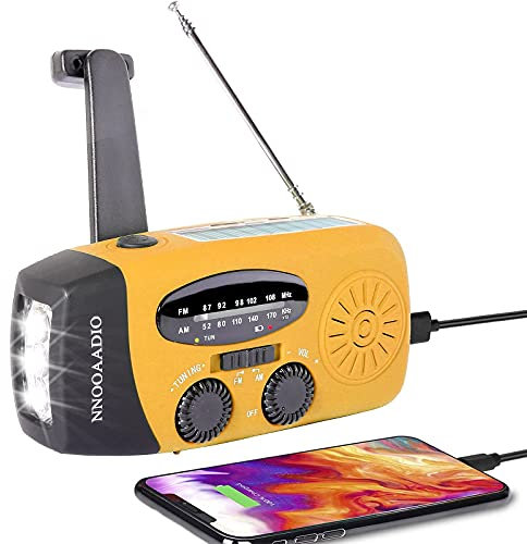 Radio Wind Up Radio Solar, Dynamo de manivelle à Main AM/FM Radio météo d'urgence, avec Rechargeable USB Chargeur de téléphone, LED Lampe de Poche, pour Camping en Plein air, randonnée pédestre