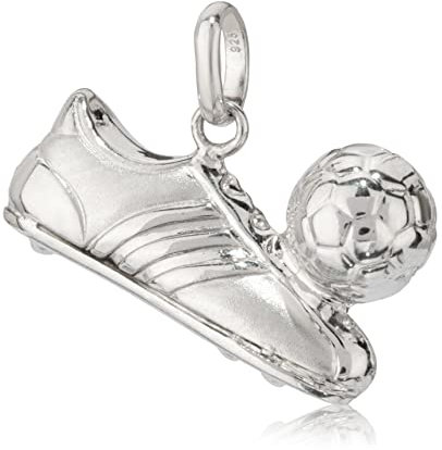 NKlaus Kettenanhänger klein Fussballschuh Ball Sterling Silber 925 Amulett rhodiniert 2257