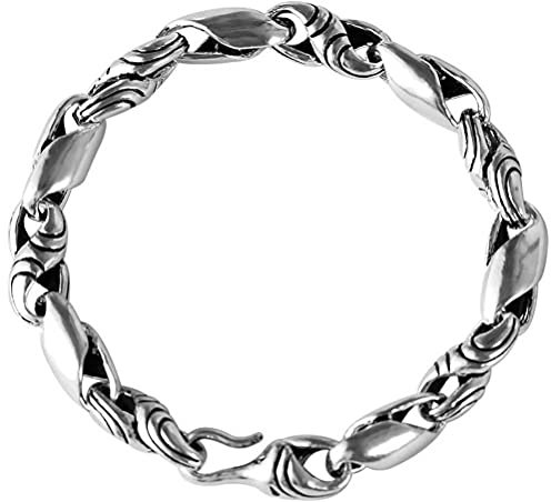 WEISHA Silberarmband S925Er Sterling Silber Retro Thai Silber Hohl Gewebt Herrenarmband Herren Hip Hop DistressedArmband