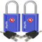 Diyife TSA Cadenas à Bagages avec Clé [2 Pack], 4 Clés, Serrure de Voyage, Cadenas de Sécurité à Combinaison, pour Valise, Sacoche de Bagage, Bleu