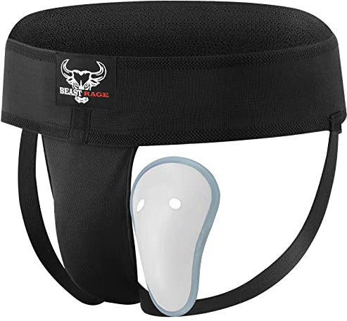 Boxen Tiefschutz Cup Herren schweißabsorbierend belüftet verstellbar Sparring Tiefschutz Jockstrap Taekwondo Karate Training Unterwäsche Jiu Jitsu BJJ Schutz Kickboxen MMA Muay Thai (M, Schwarz)