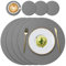 YUNJUER Lot de 4 sets de table ronds en silicone + 4 dessous de verre, résistants à la chaleur 232 °C, antidérapants et lavables, l'intérieur et l'extérieur, gris foncé