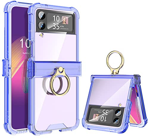 Galaxy Z Flip 4 Case with Hinge Protection Clear for Samsung Flip 4 Case with Kickstand Protective Cover for Samsung Galaxy Z Flip 4 5G (2022) - Purple