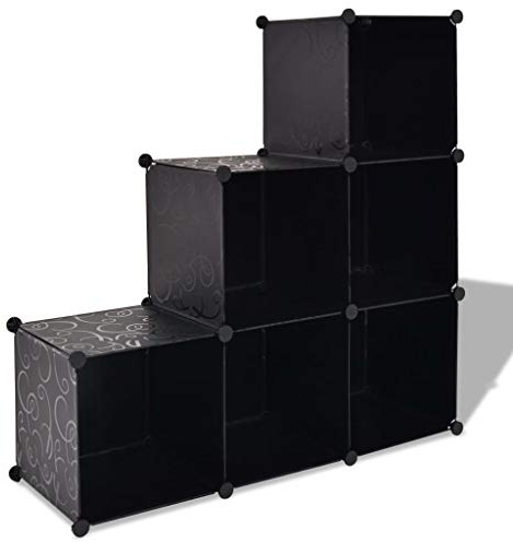 ZQQLVOO Regalsystem Würfel-Regal mit 6 Fächern Schwarz, Schuhe Organizer, Schuhe Aufbewahrung, Schuhregal für schmalen Flur, Shoe Rack für Eingang, Flur