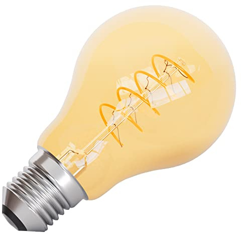 linovum LED Vintage Glühbirne E27 Globe A60 3,8W Amber 1700K dimmbar | Dimmbare Filament-Lampe im Retro-Look - extra warmes Kerzenlicht 1700K, A60-Form, für Hänge-, Decken- & Stehleuchten