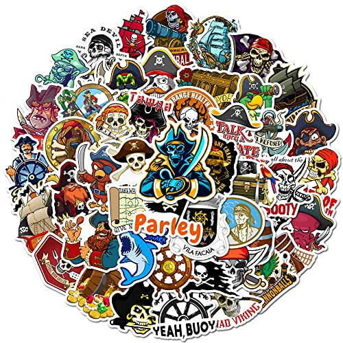 50 Stück Piraten Aufkleber Trendy Cool Cartoon Stickers für Laptop Skateboard Fahrrad Motorrad Computer Wasserflaschen Gepäck Koffer,Vinyl Wasserdicht Aufkleber für Erwachsene Teens Kinder Geschenk