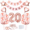 Bluelves 20 Jahre Geburtstag Frau Rosegold - Luftballon, Happy Birthday Banner, Konfetti - Geburtstagsdeko
