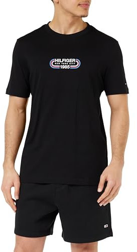 Tommy Hilfiger Homme T-Shirt Manches Courtes Encolure Ronde, Noir (Black), S