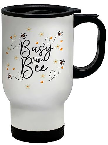 Shopagift Busy Little Bee Travel Mug Bumble Bee Gift Stainless Steel 14oz Cup