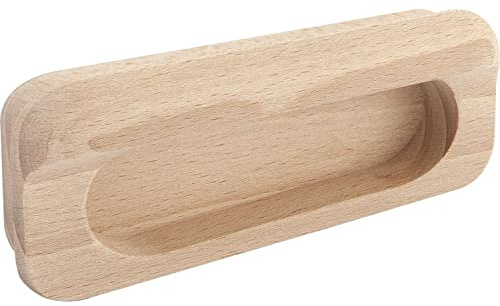 ALLES IM GRIFF Griffmuschel Horkos Breite 107mm, Schiebetür Griffmulde aus Holz, Muschelgriff, Buche gedämpft roh