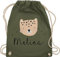 Turnbeutel Rucksack - Süßer Tiger Wildkatze - Unisize - Olivgrün - tigermotiv sportbeutel tiermotiv stoff geschenke baumwolle personalisierte beutel personalisieren motiv tasche stoffrucksack