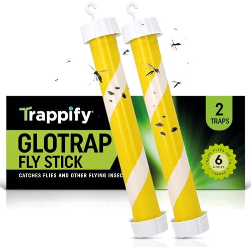 Trappify Fliegenfalle im Dunkeln leuchtende Fliegenfalle, 2 Stück | Doppelseitige Klebefalle, Im Dunkeln leuchtend, Ohne Spray Oder Strom, Zum Aufhängen Oder Aufstellen, Für Küche & Terrasse