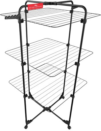 Vileda Séchoir Mixer3 Ultimate de Black Edition | Longueur de séchage de 30 mètres | Flexible | Facile à déplacer et à Transporter | roulettes pivotantes | Porte Chaussettes