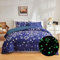 Loussiesd Galaxy-Bettwäsche-Set für Mädchen, Kinder, blaues Universum, Sternennacht, Bettbezug, superweich, leuchtend, 220 x 230 cm, Bett, Weltraum, Sterne, Mond, Bettdeckenbezug-Set, Mädchenzimmer