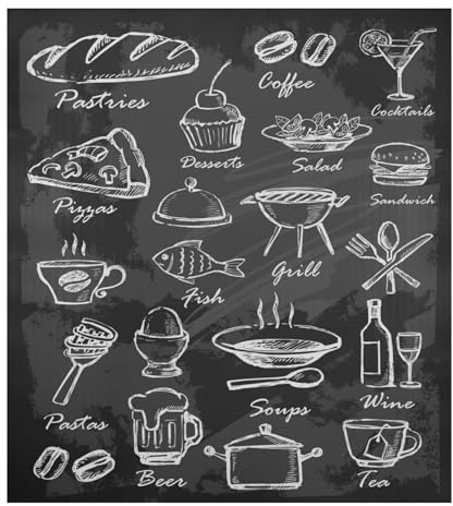Naanle Spülmaschinen-Magnetabdeckung, Retro, Fast Food, Geschirrspüler-Abdeckung, magnetisch, 58,4 x 66 cm, Heimschrank, Aufkleber, Haushaltsgeräte, Aufkleber, Kühlschrank, dekorativ