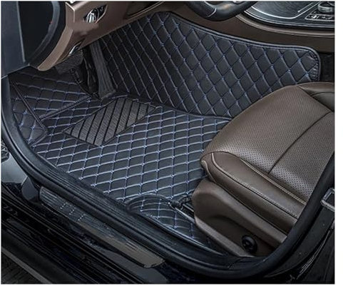Fußmatten Custom Car Boden Matte Für Toyota Für Aygo Alle Modell Auto Teppich Teppiche Steg Teppich Zubehör Styling Innen Teile Automatten (Farbe : Black Blue, Size : for Driver)