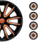 OMAC 4X Radkappen Radzierblenden Radblenden 14 Zoll Stahlfelgen Matt Schwarz-Orange