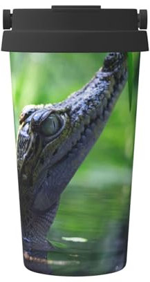 FUkker Tazza da caffè isolata, tazza da viaggio da 500 ml Tazza da caffè tumbler isolata in acciaio inossidabile,Coccodrillo