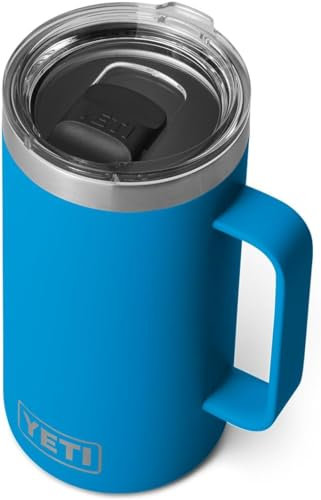 YETI Rambler Mug, Vacuum Insulated Stainless Steel Stackable Mug with Magslider Lid, Big Wave Blue, 24 oz (710 ml)
