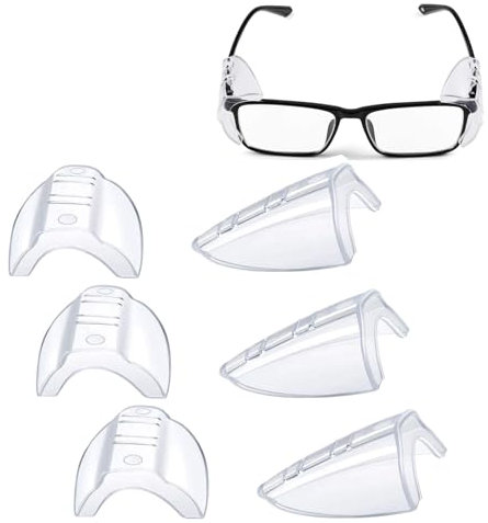 Glass Seitenschutz für Brillen,3 Paar Sicherheit Auge Brillen Seitenschutz Transparenter Slip-On Schild Schutzbrillen Seitliche für Glas TPU-Augenschutz für Kleine Mittlere Brillen