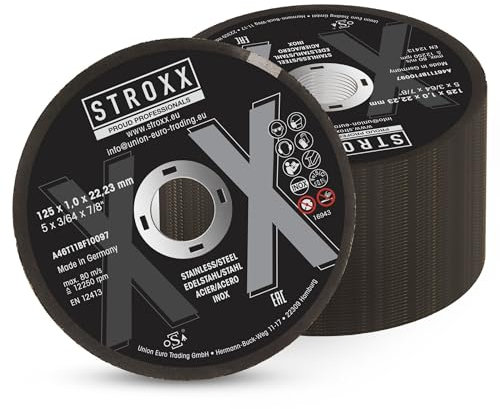STROXX - 25x Trennschreibe 125mm - 125x1,0x22,23mm - Flexscheibe für Winkelschleifer - Langlebig - für Schleifen, Trenne und bearbeiten von Metallen, Edelstahl, Stein, Beton uvm.