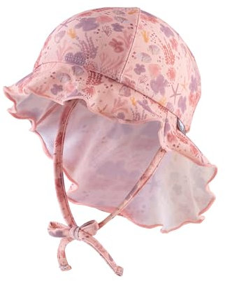 Sterntaler Sonnenhut Corale - Mädchen Bademütze - UV-Schutz 50+ Sommermütze für Strand und Schwimmbad - mit Nackenschutz und Bindebändern - Baby & Kinder Kopfbedeckung - zartrosa, Größe 45